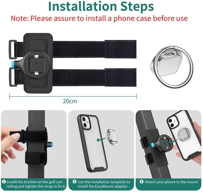 ldchnh cart railing strap mount for universal cell phone with ring finger holder 2 in 1 accessories for cart