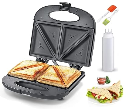 JAMUNESH ENTERPRISE 750-Watt Electric Grill Sandwich Toaster Maker Machine With Fixed Non Stick Plates (Black Gray))