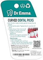 Vista 3 de Dr. Emma Púas dentales de menta curvadas suaves de goma para dientes, fáciles de usar con estuche de transporte, 90