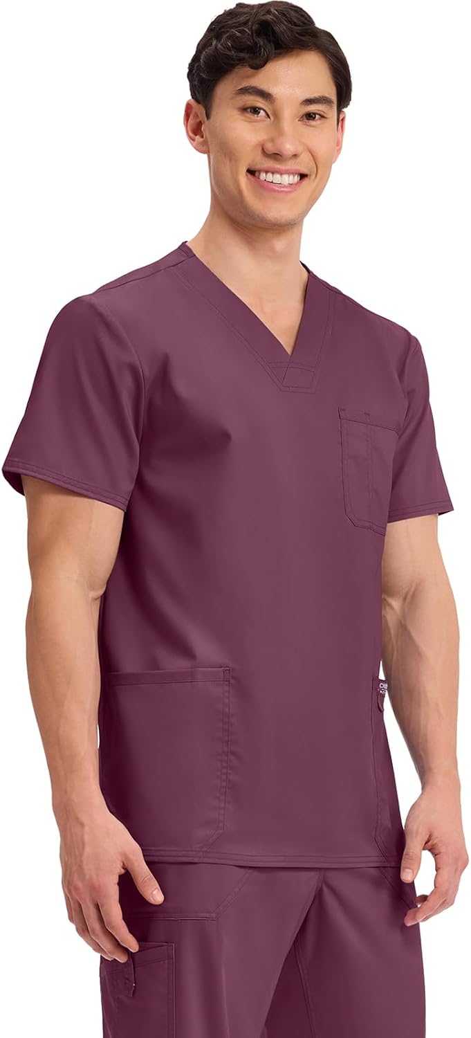 Cherokee Scrub top for Men V-Neck with 3 Pockets, Knit Details, Soft, Durable, Breathable, 2-Way Stretch Fabric - WW670 - Image 5