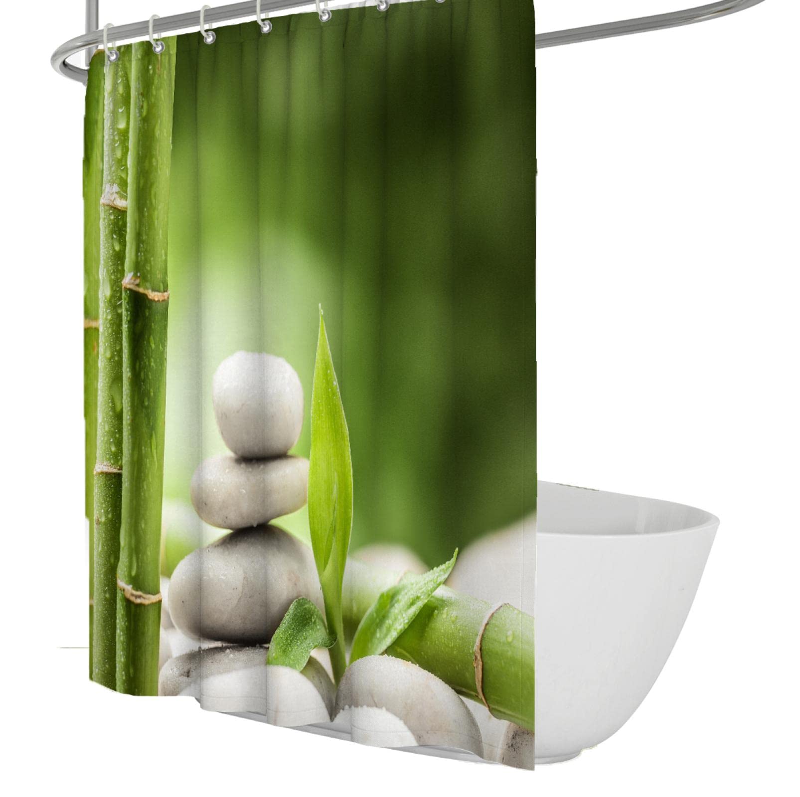 Rideaux de bain motif pierre zen pour douche italienne et baignoire