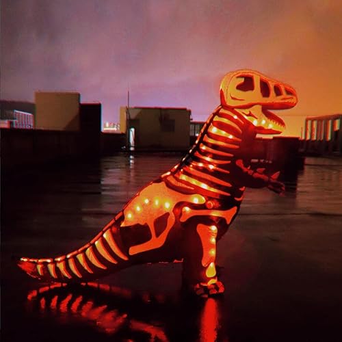 Miniatura 4 de Disfraces de dinosaurio para niños, esqueletos inflables de T-Rex, disfraces inflables de dinosaurio de Halloween con luces LED, cosplay para niños