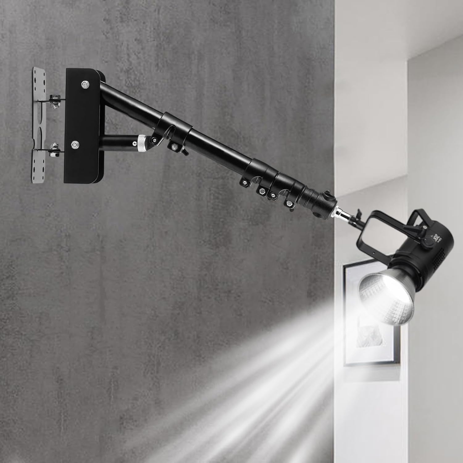 リングライトマウント,壁取り付けリングライト三角形ブームアーム | 多機能固定器具サポートブラケット ヘッドショット リフレクター