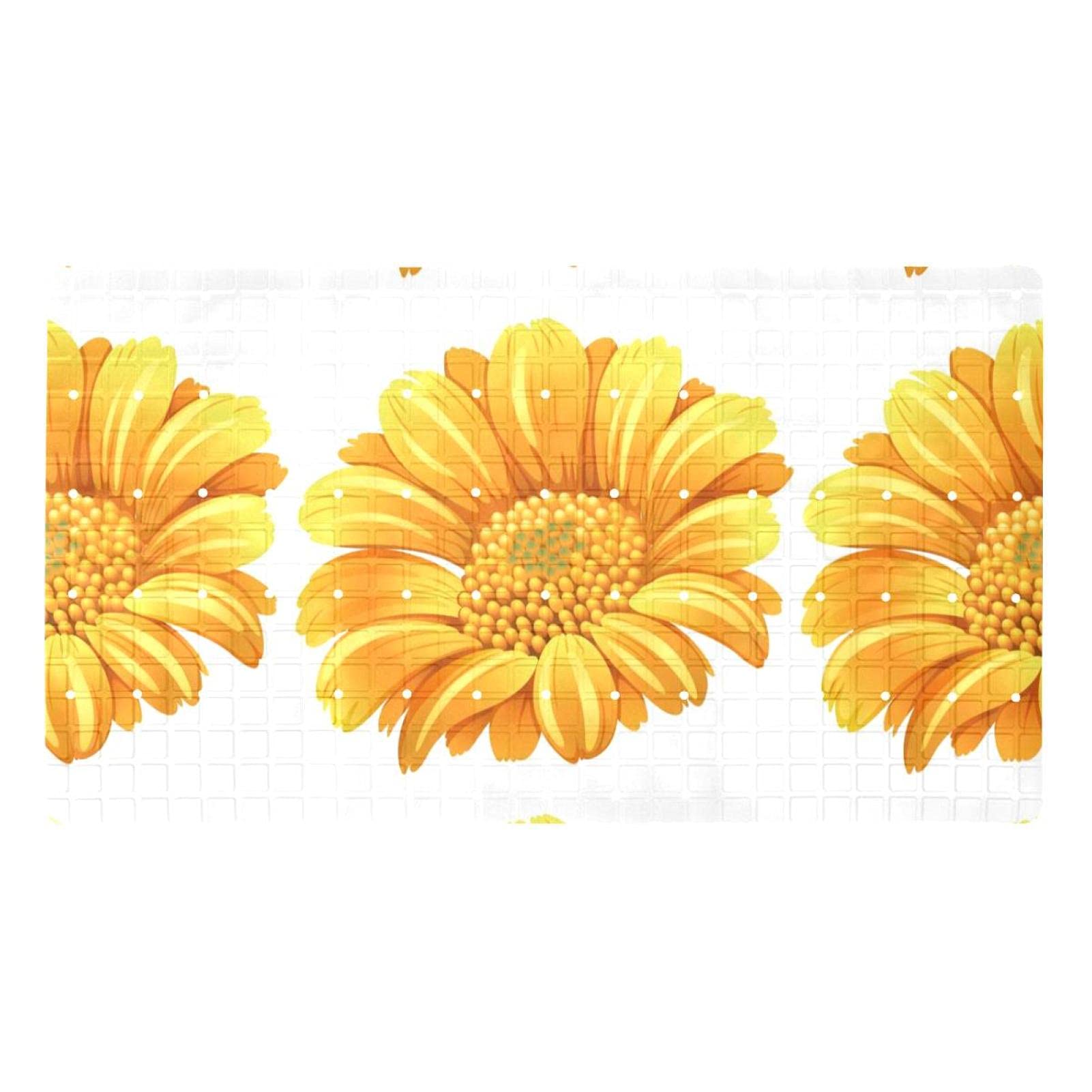 Tapis de baignoire lavable en machine au motif tournesol