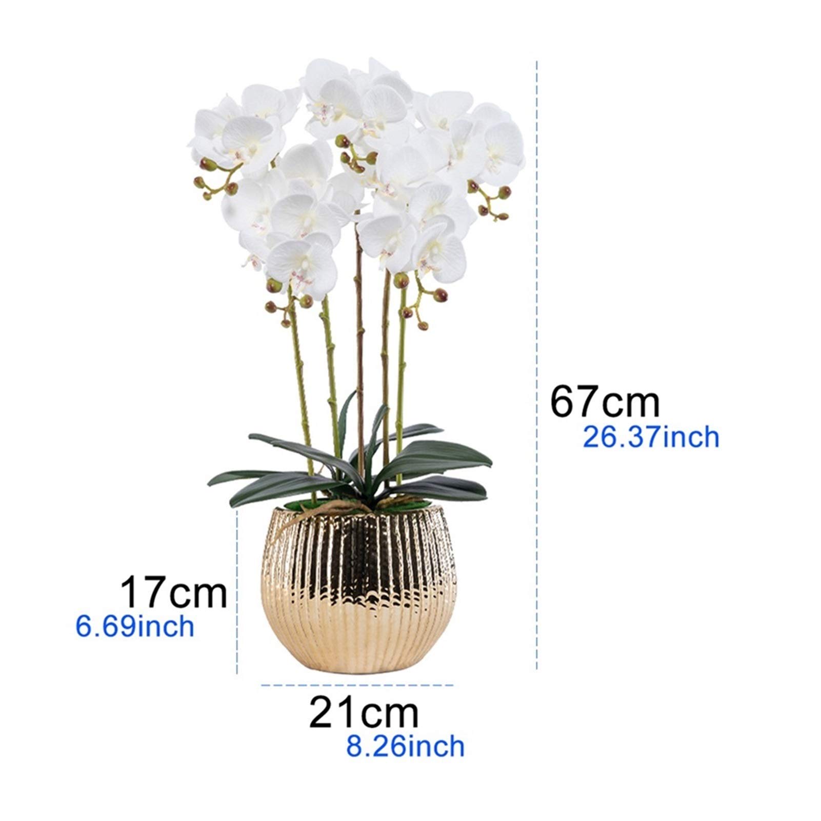 Dekoracje Sztuczne kwiaty z wazonem Sztuczne kwiaty z wazonem Orchidea Phalaenopsis Sztuczny kwiat w wazonie Ozdoby na środek stołu w jadalni, Aranżacje pokoju dziennego Dekoracja Faux