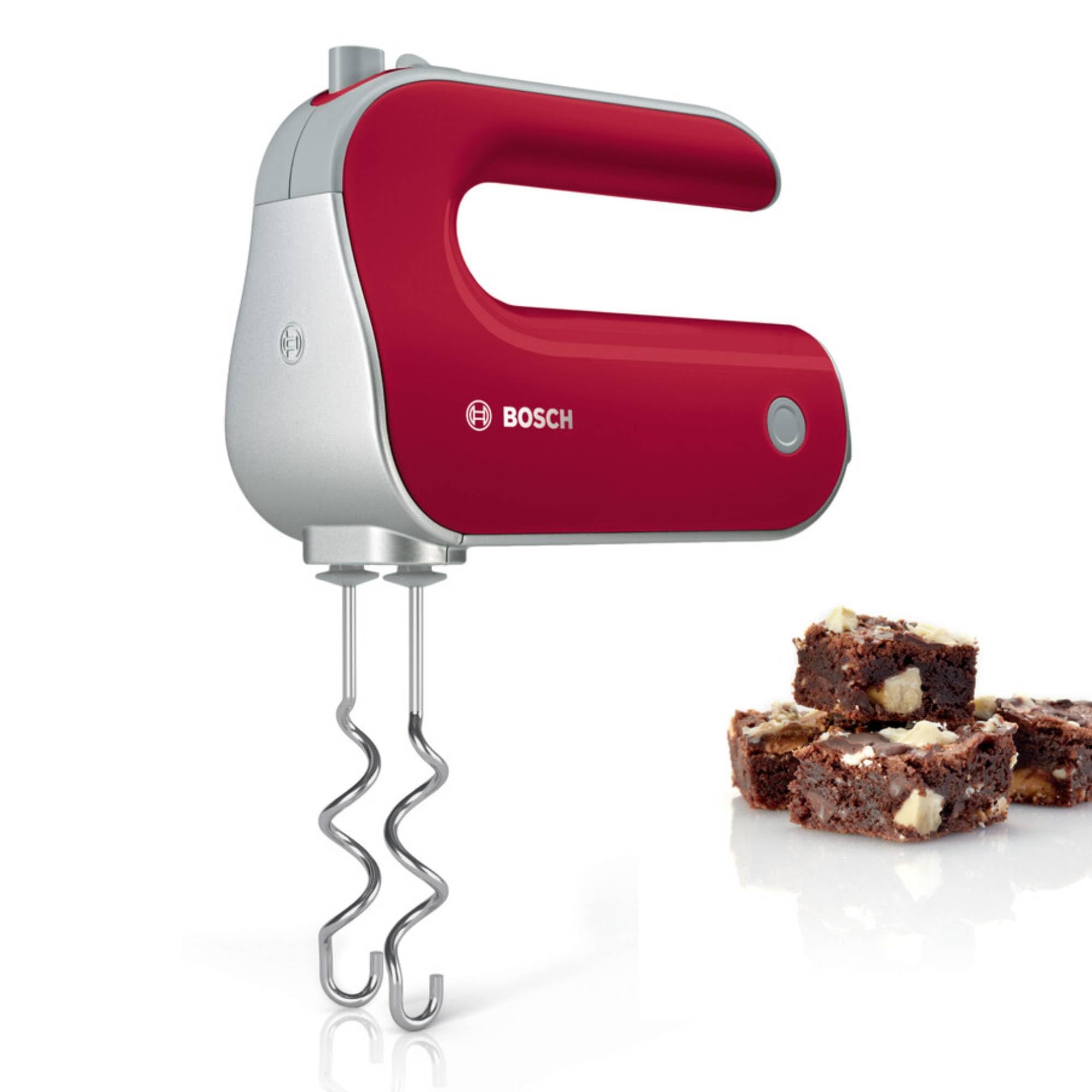 Bosch - Batidora de Repostería Styline, 500W, 5 velocidades, Varillas FineCreamer, Cuchillas de Acero Inoxidable, Rojo, MFQ40303
