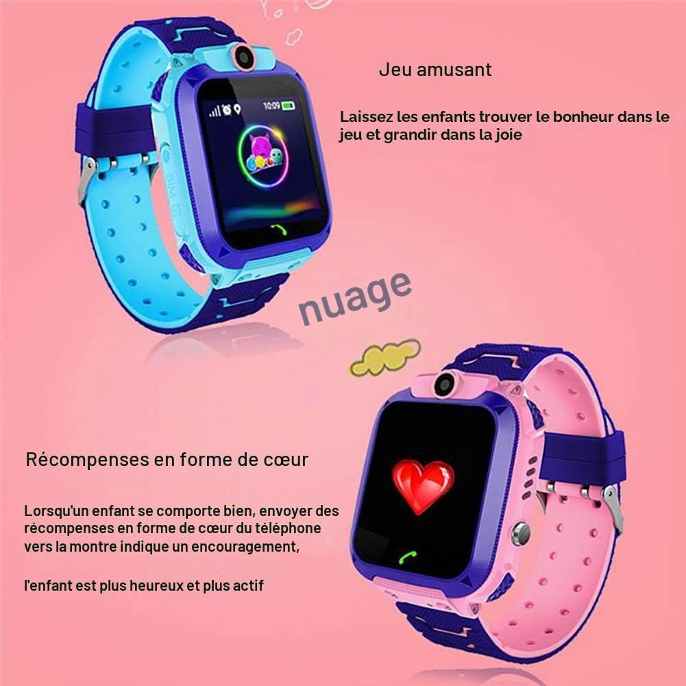 Enfants Smartwatch imperméable avec GPS Tracker Jeu de téléphone Montres SOS Appelez 3-12 pour Les Cadeaux IP67 d'anniversaire de Noël Filles et garçons avec caméra Voice Chat