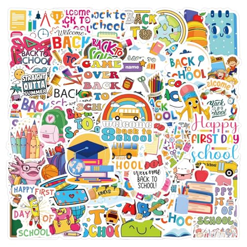 Back to School Sticker 60PCS Bulk Cute Colorful Self-Adhesive Campus Themed Stickers for Teens Teacher Reward Party Decoration DIY Crafts Favor Supplies (Back to School-A)
