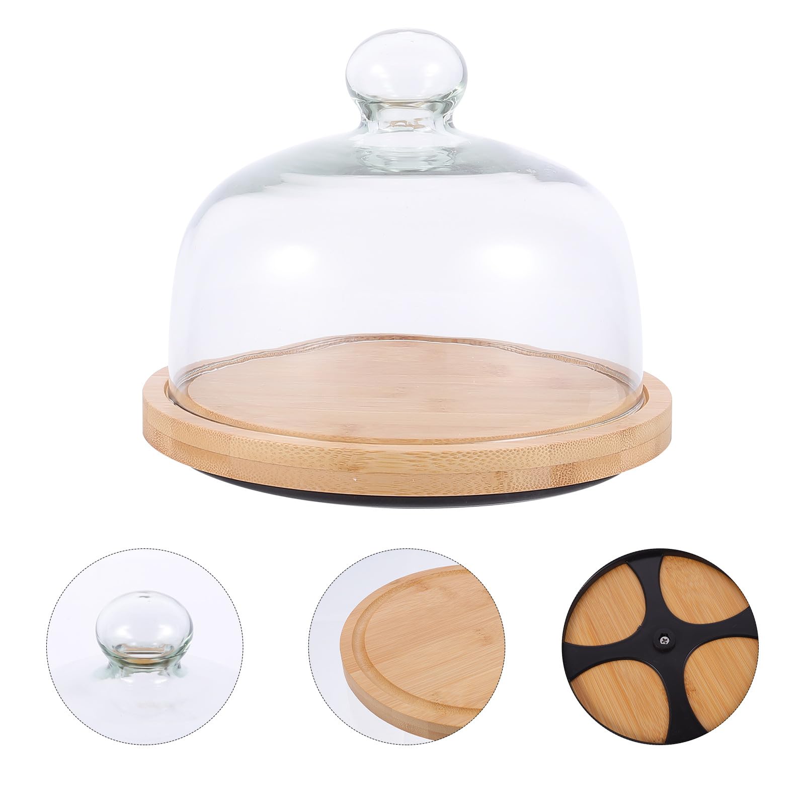Drehbare Tortenplatte und Glas mit Abnehmbarem Glasdeckel Runder Griff Praktischer Gebäckteller für Kuchen und Snacks zur Lebensmittelauslage