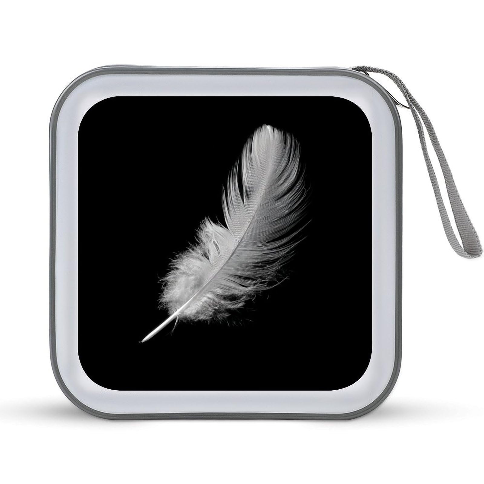 Jubonexis Black And White A Single Downfeather CD Case DVD Storage Case Portable for Car Home Travel