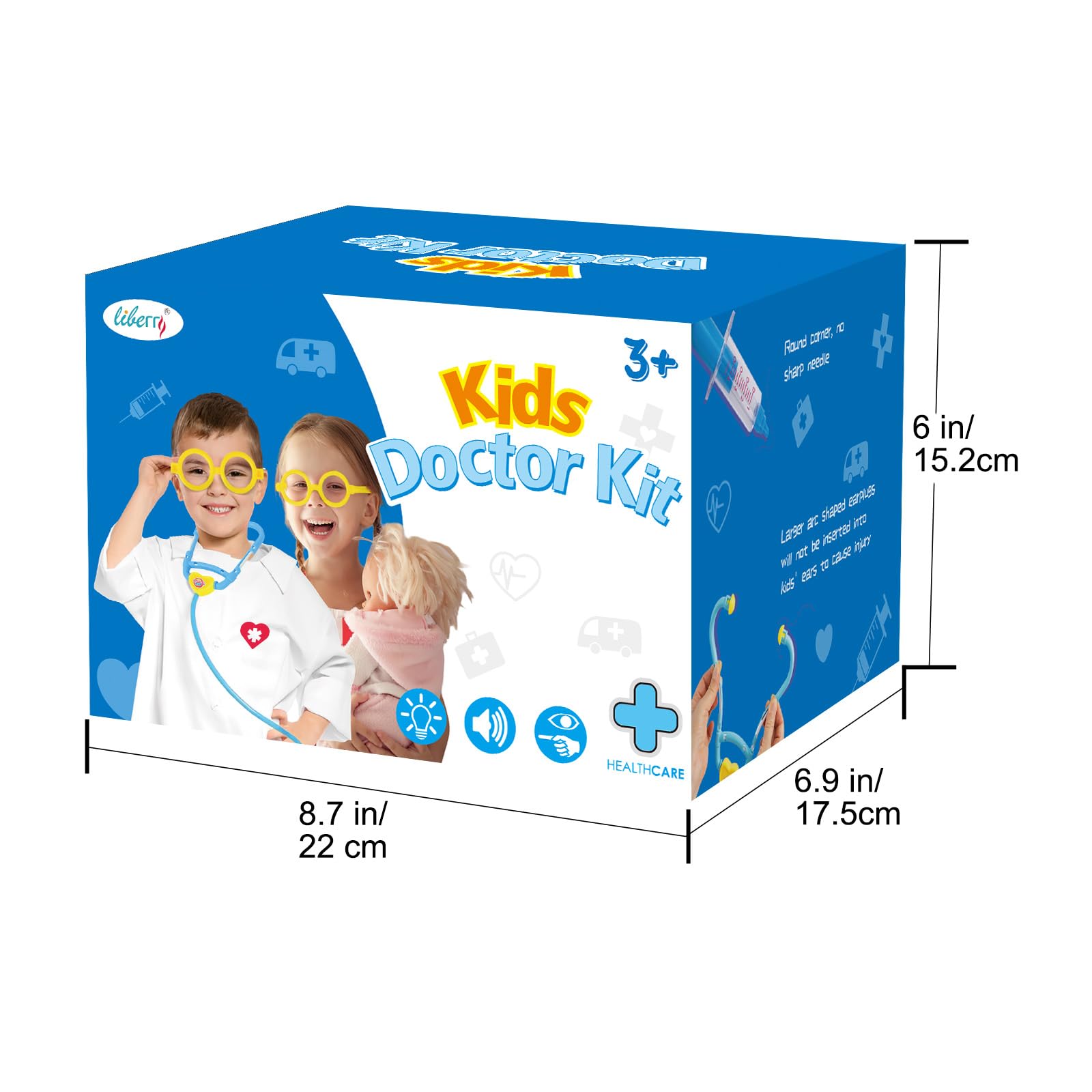 Liberry Doctor Kit for Toddlers 3 4 5 Years Old, Kids Doctor Play Set for Girls Boys Toy, Pretend Play Medical Kit with Stethoscope & Costume for Birthday Gift Blue