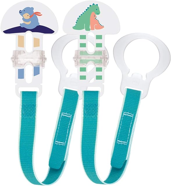 MAM Soother Clips, Pack of 2, Baby Soother Chain Fits All MAM Soothers, Newborn Essentials (Soothers Not Included)