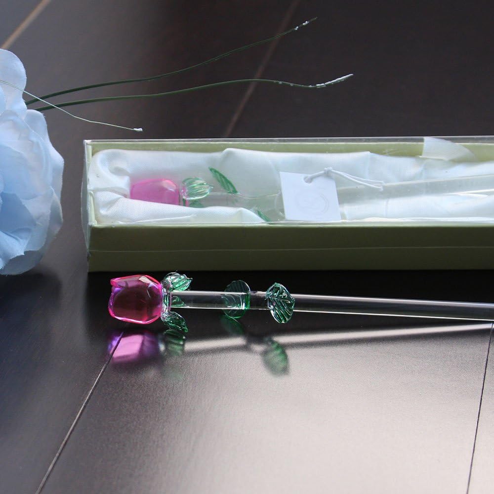 Pure Long Stem Pink Crystal Rose in an Ivory Favor Box w/Clear Top