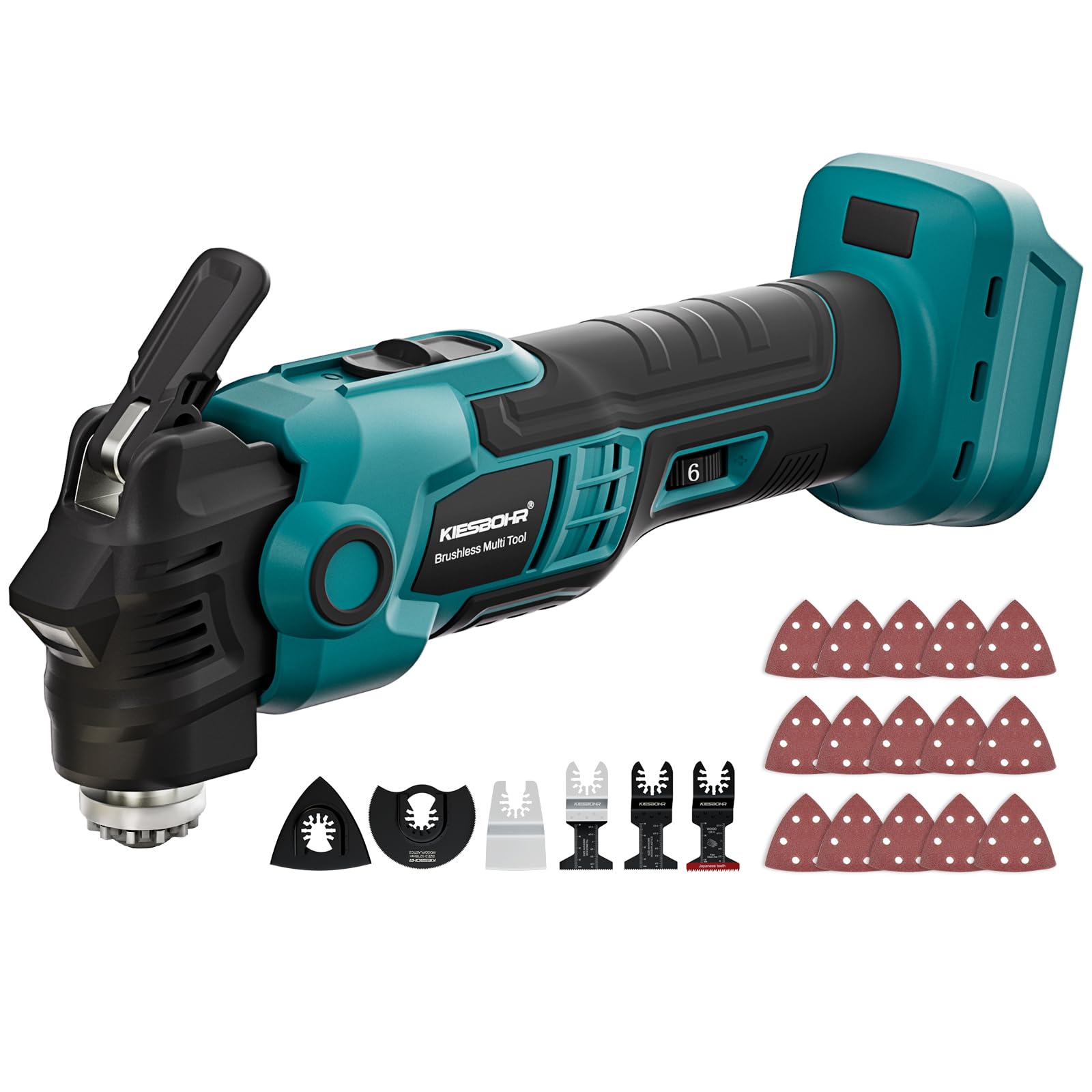 Herramienta multifunción compatible con baterías Makita de 18 V, herramienta oscilante sin escobillas con sistema de amortiguación, ángulo de oscilación de 3.6°, 6000-20000 RPM (sin batería)