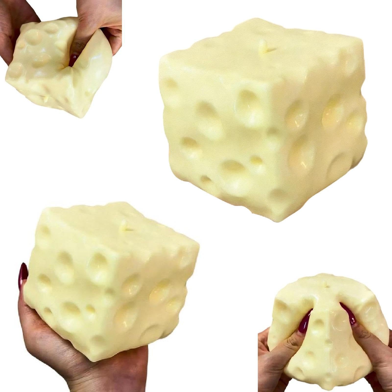 Cheese Toys - 2 Pieces Yellow Cheese Squeeze Toy - Slow-rebound Shapeable Squeeze Ball Sensory Fidget Toy - Soft Cheeses Block - Stress Relief Fidget Novelty Toys Gift For Adults & Kids