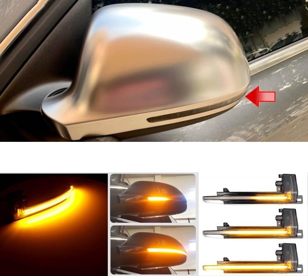Auto Seite Rückspiegel Blinker Licht für Audi A4 A5 B8.5 RS5 RS3 A3 8P B8 Q3 S4 A4L S5 S6 A6L C6 Autoseite Anzeigeleuchte Spiegelblinker Außenspiegel Blinker Zubehör Auto-Rückspiegel-Blinker