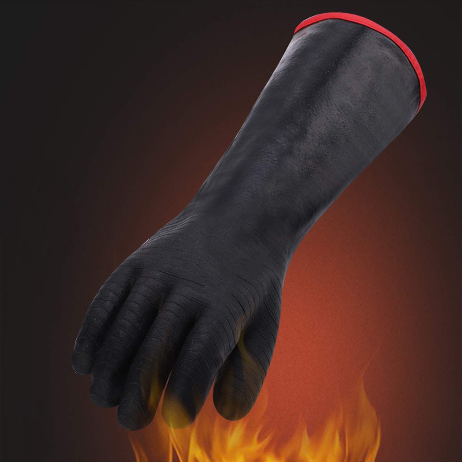 Guanti da barbecue, resistenti al calore (fino a 500 °C), ignifughi, impermeabili, antiscivolo, accessori per grigliare18 inches