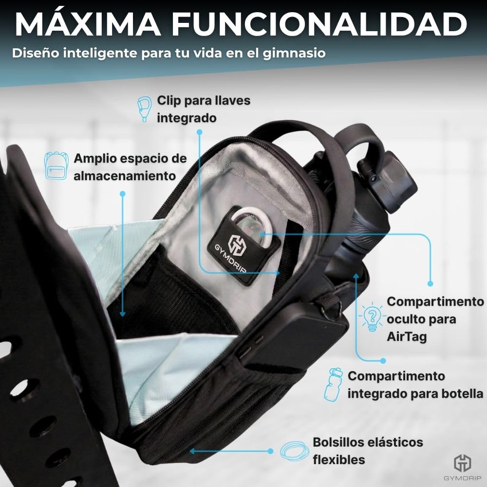 Bolsa de deporte magnética con soporte para botellas de 1,5 l, bolso deportivo compacto para entrenamiento y uso diario
