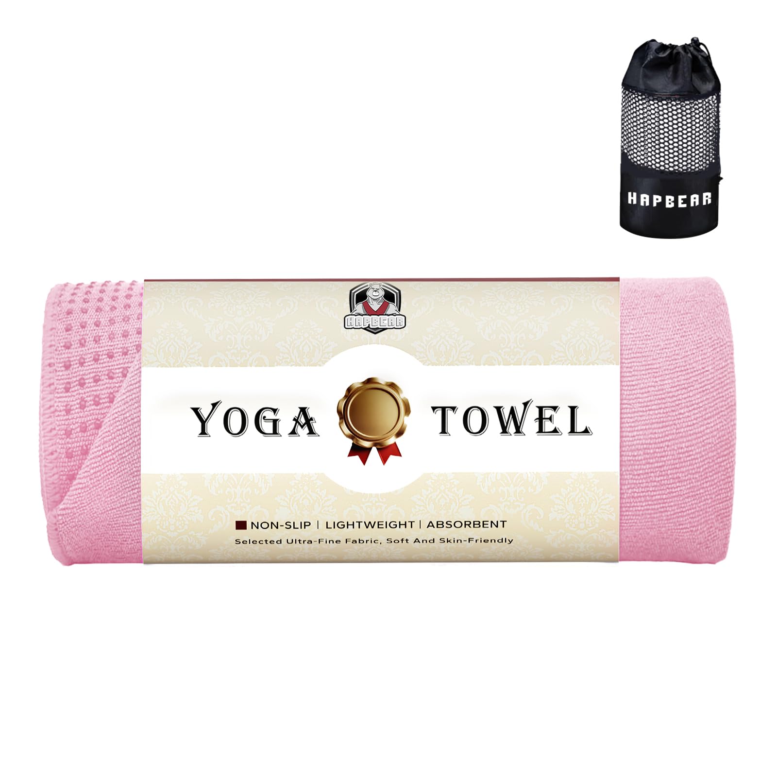 HAPBEAR Hot Yoga Towel - Non Slip Yoga Mat Towel with Grip Dot Super-Absorbent Soft Microfiber Towel for