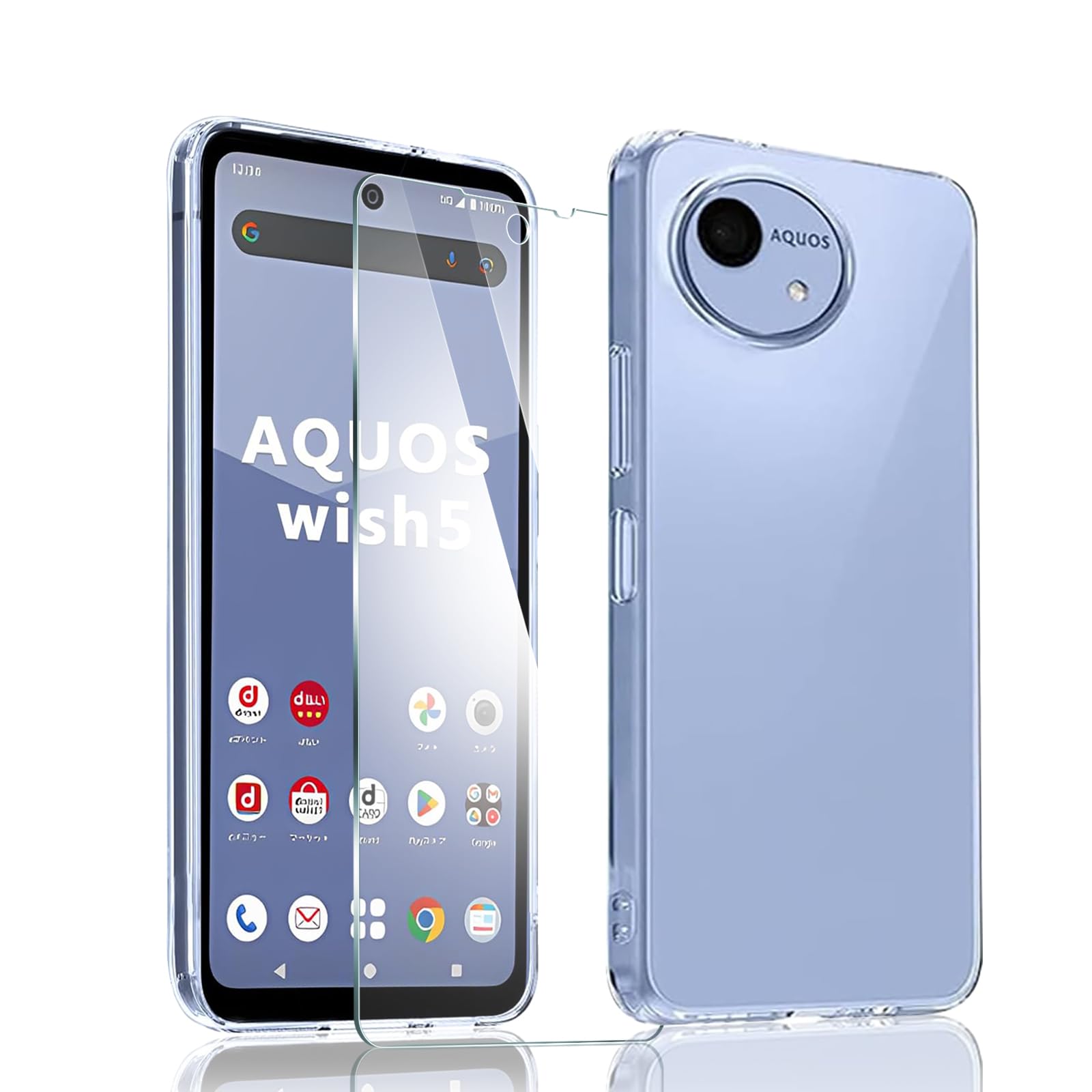 Amazon.co.jp: 対応 AQUOS Wish 5 用の ケース + ガラスフィルム 日本
