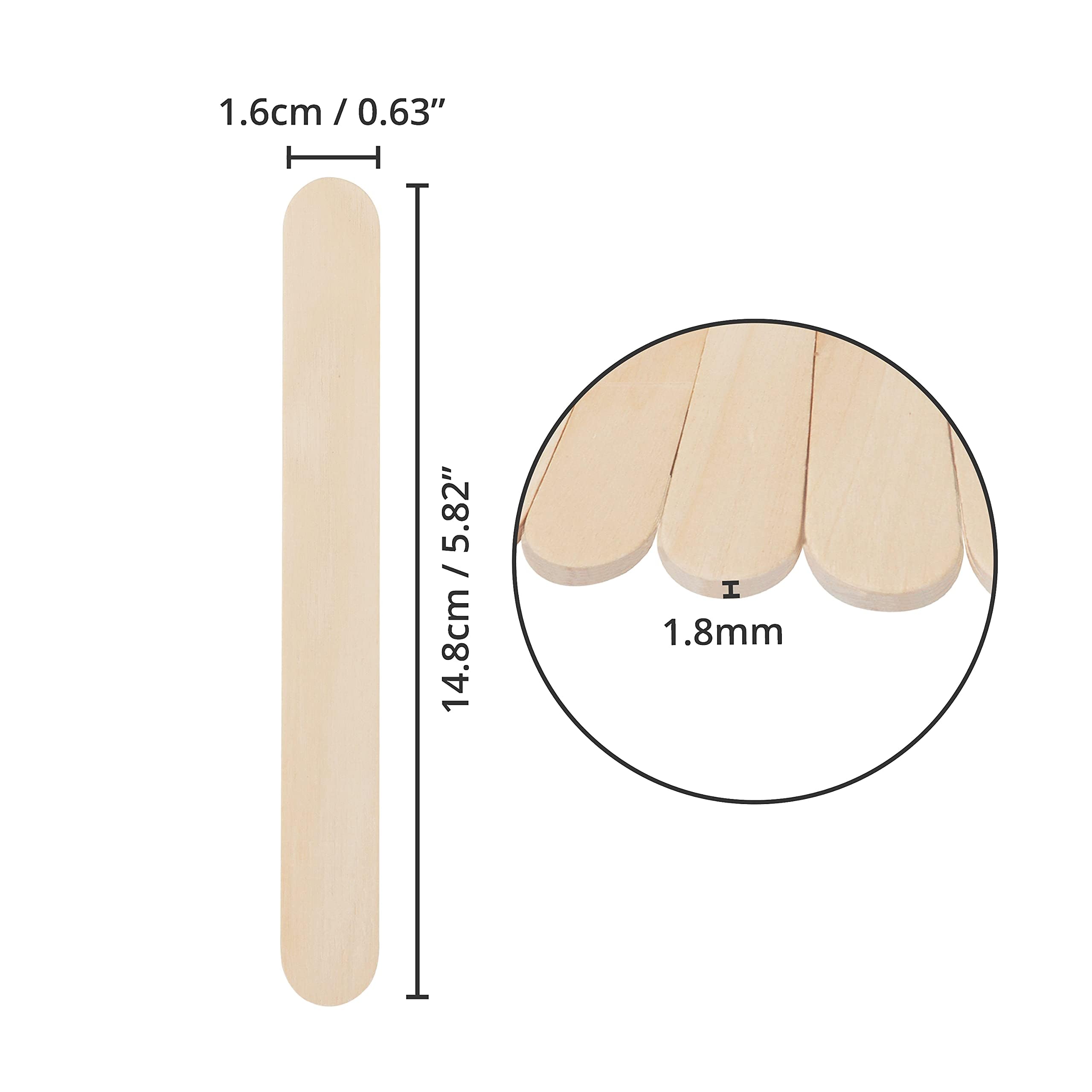 Belle Vous Baton de Lecca-lecca in legno naturale (confezione da 300) – 1,6 x 14,8 cm – Bastone di ghiaccio in legno massiccio liscio – per progetti artistici, lavori manuali per bambini e etichette