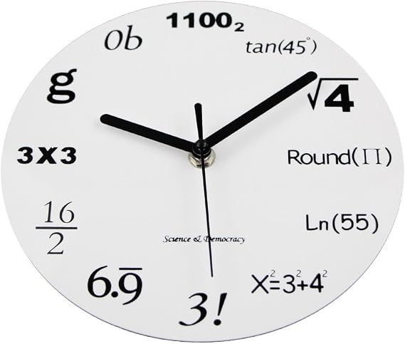 Timelike Math Clock, Unique Wall Clock Modern Design Novelty Maths Equation Clock - Each Hour Marked by a Simple Math Equation (12(30CM))