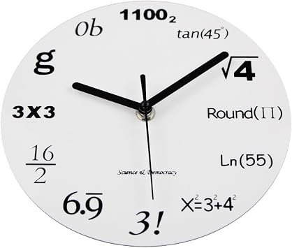 Timelike Math Clock, Unique Wall Clock Modern Design Novelty Maths Equation Clock - Each Hour Marked by a Simple Math Equation (12(30CM))