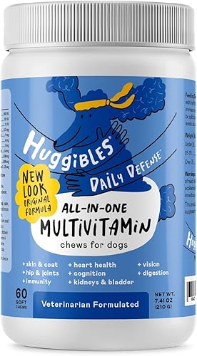 Multivitaminas y suplemento para perros todo en 1 Aceite de pescado, hierro, calcio, vitamina E, C y B12 Apoyo para las articulaciones, inmunes y