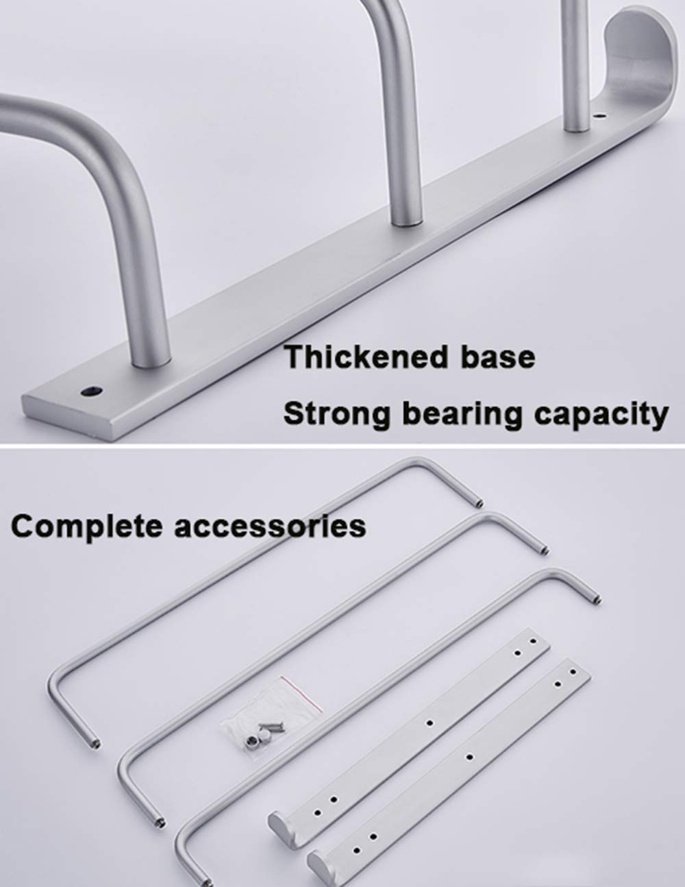 Toallas de Pared, Toallero de Pared de Aluminio de 3 Capas con Gancho, Plateado, 60 cm