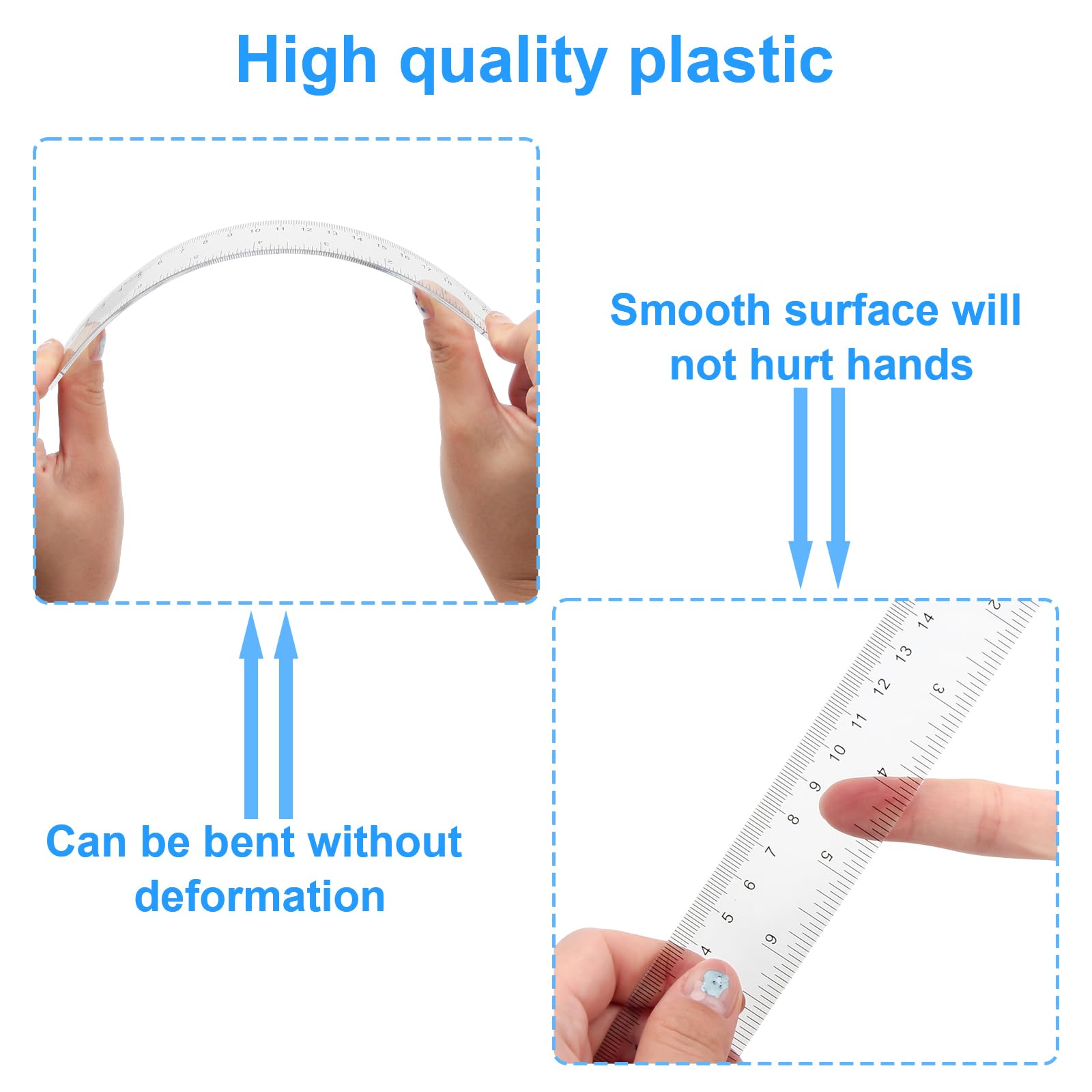Snapklik.com : Pletpet 2 Pack - 8 Inch Clear Plastic Ruler Straight ...