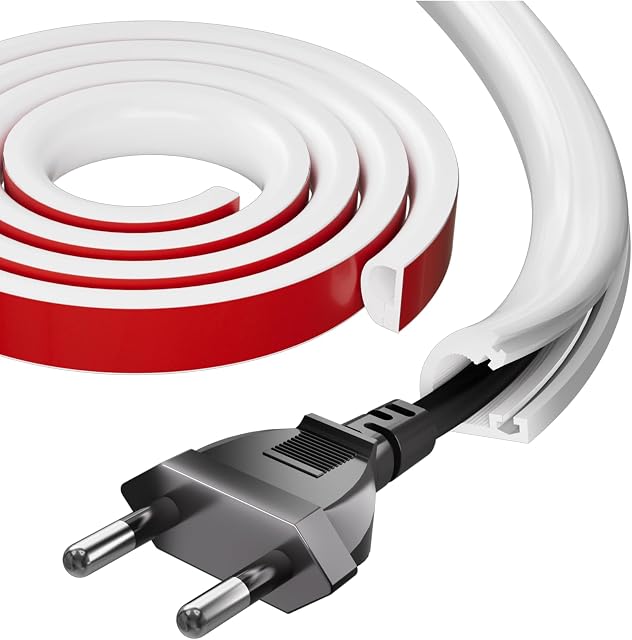 Cord Hider,39 inch/1 Compteurs Câble Hider Raceway Kit pour 1 Câble,Matériel de silicone flexible Cacher le mur TV Powers Cords in Home Office, W0.59 H0.39in White