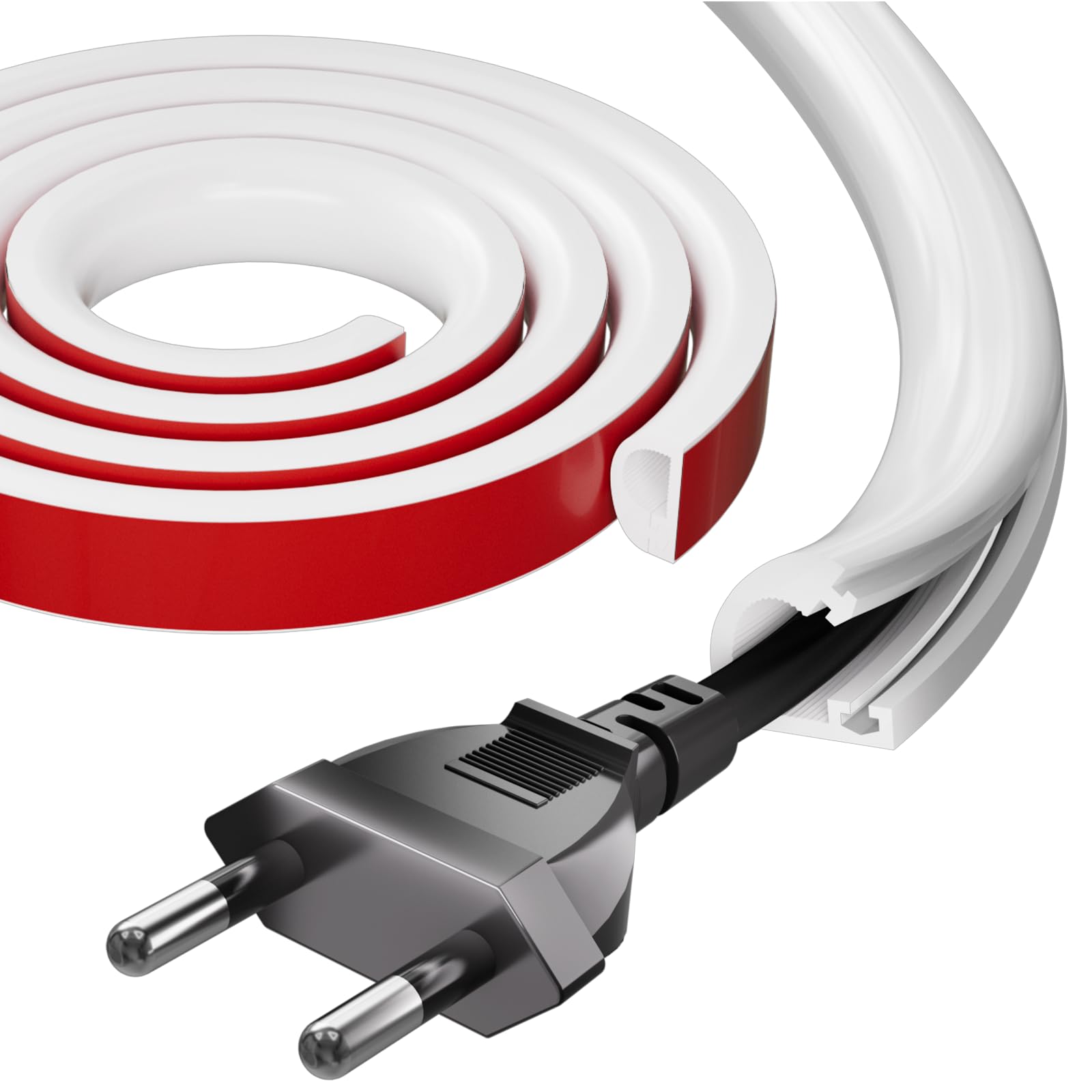 Ocultador de cables de silicona de 78 pulgadas para TV de montaje en pared, ocultador de cables autoadhesivo para 1 cable (1/4 pulgadas de diámetro), gestión de cables debajo del escritorio