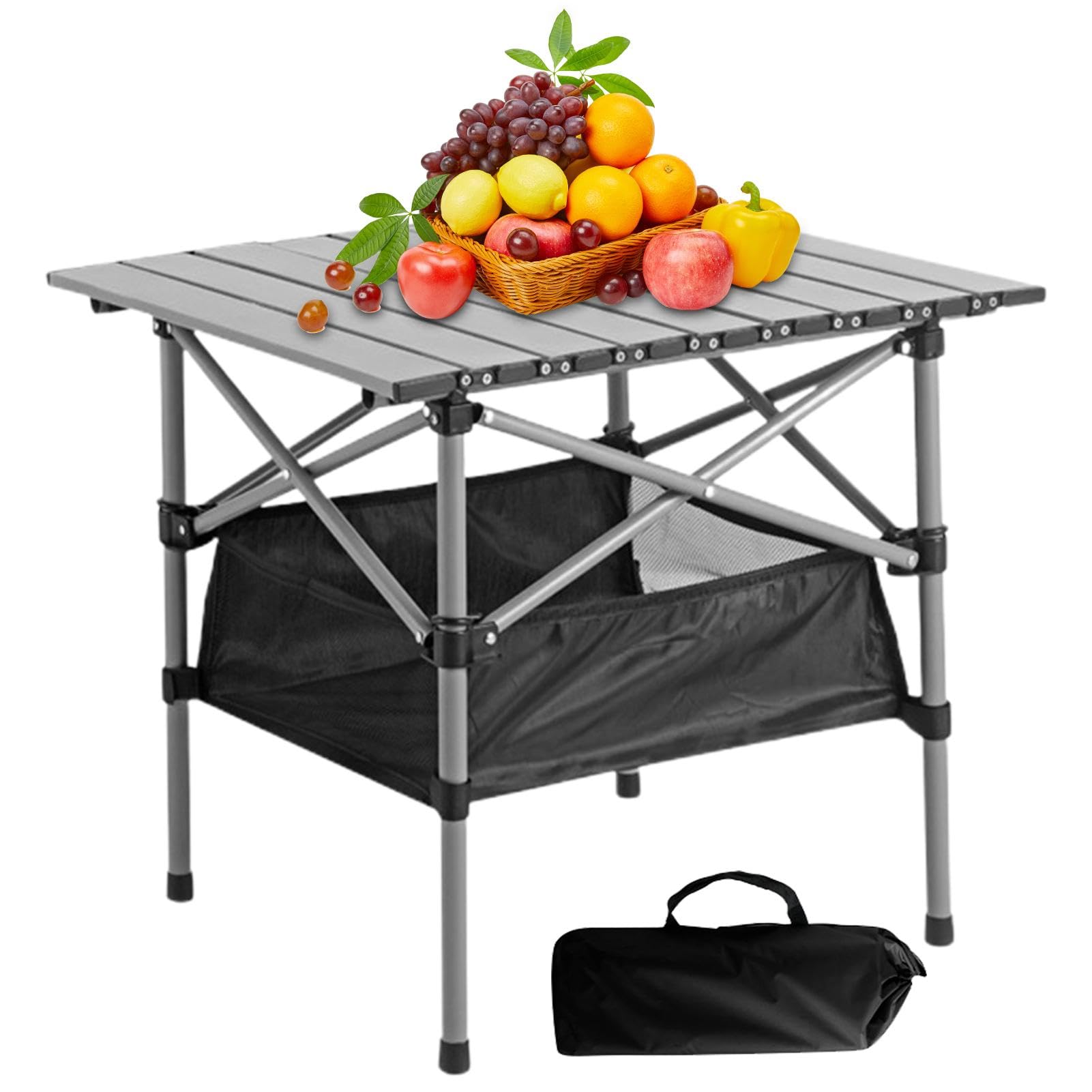 Tavolo da picnic pieghevole portatile, tavolo da campeggio pieghevole | portatile, tavolo da picnic all'aperto con borsa portaoggetti a rete | tavolo da campeggio da picnic in metallo con borsa