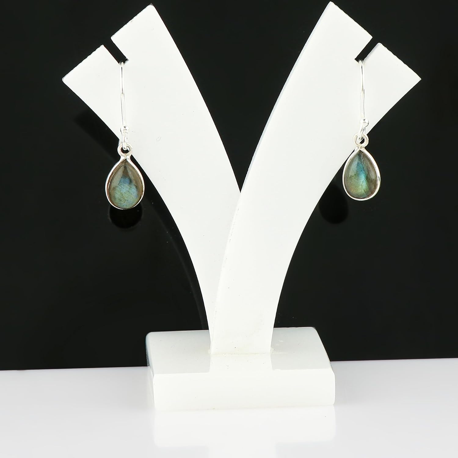 925 Sterling Silver Bezel Dainty Earrings, Natural Gemstone Cabochon, Handmade Lightweight Bohemian Jewelry, Healing Crystal, Hypoallergenic Statement Earring Gift for Women - Image 2