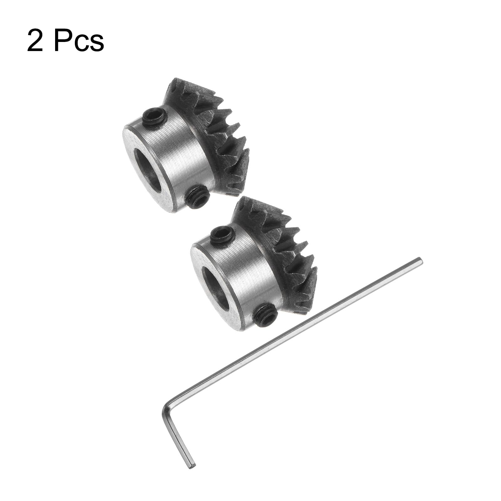 Lot De 2 Roues Coniques 16 Dents - Module 1.5 - Arbre 12mm - Acier 45# - Neuf