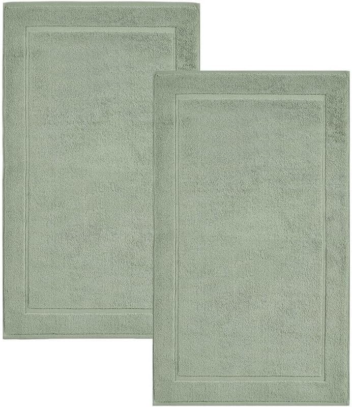 Hammam Linen - Tapetes de baño, 53 x 86 cm, paquete de 2, 100 % algodón, hilado en anillo, diseño de bandas, altamente absorbentes, lavables a