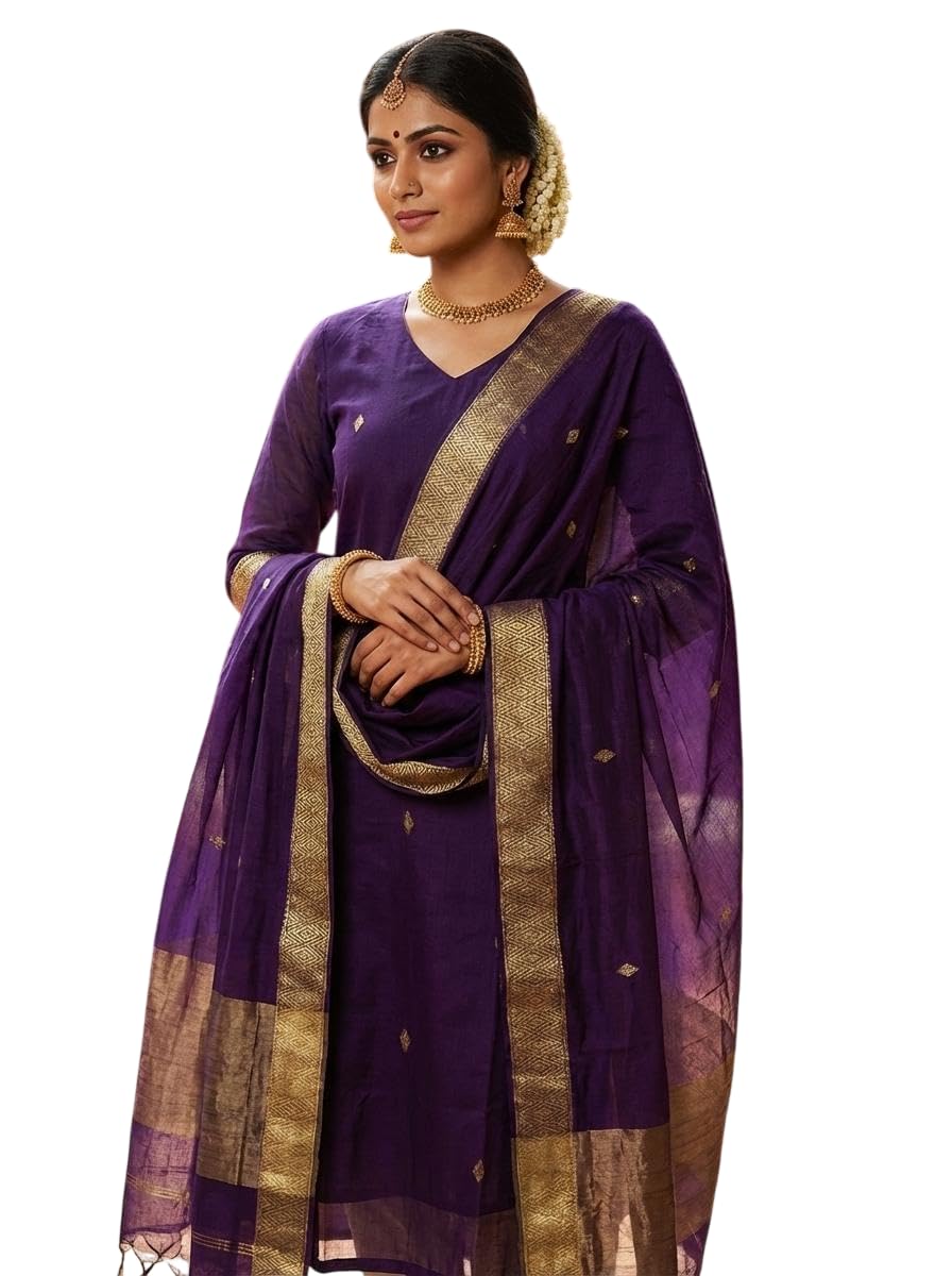 shreekshinsa Women’s Purple Kurta with Dupatta Set | Elegant Ethnic Wear Kurta Suit with Golden Border | Festive, Party & TraditionalWear-picture-33