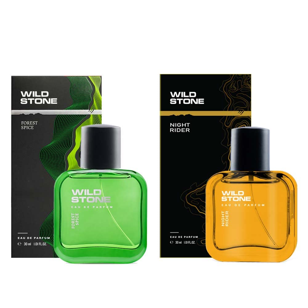 Wild Stone Forest Spice and Night Rider Long Lasting Perfume for Men, Pack of 2 (30ml each)