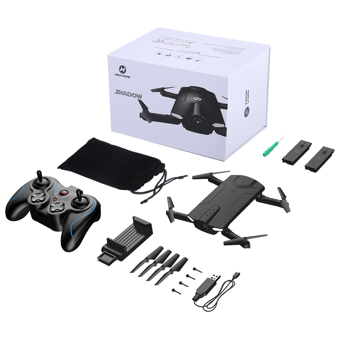 Holy Stone Hs160 Fpv Mini drone pieghevole con fotocamera HD trasmissione live e tempo di volo più lungo, drone tascabile, 2,4 GHz, sistema di stabilizzazione giroscopio a 6 assi Rtf Rc Quadcopter