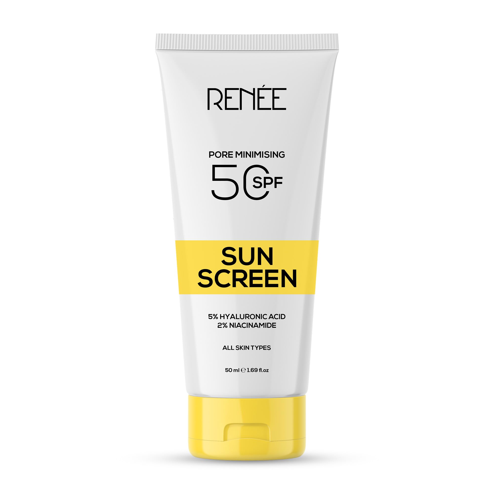 RENEE Pore Minimizing Sunscreen Spf 50 With 5% Hyaluronic Acid & 2% Niacinamide For All Skins, 50Ml