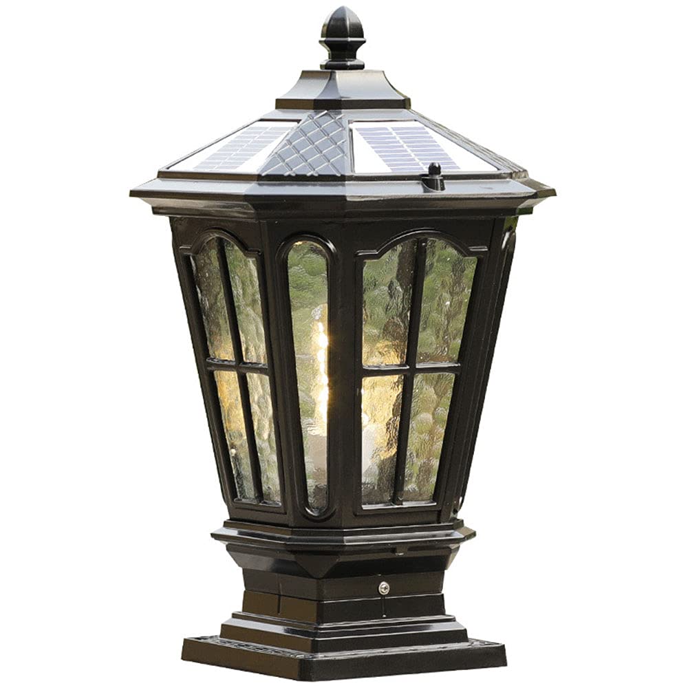 Outdoor Glass Solar Post Cap Lights Vintage n Bollard Column Lamp Farmhouse Modern Pillar Pole Lantern Rustic Black