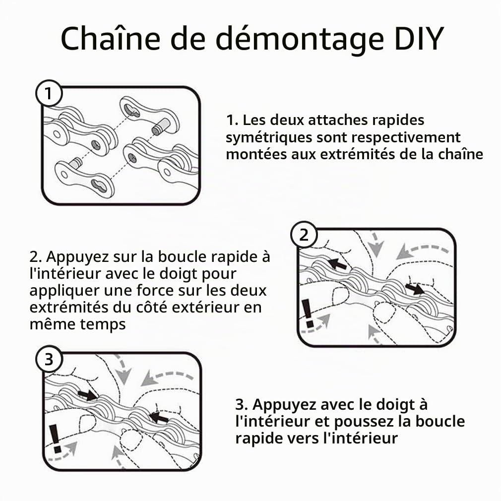 CYSKY Chaîne de vélo 11 vitesses, 1/2x11/128 pouces 116 maillons en acier haute résistance pour vélo de montagne de route à 11 vitesses
