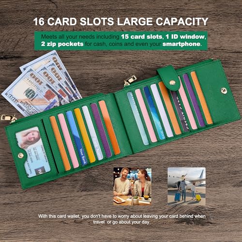 Image of Travelambo RFID Wallet Women Large Size Bifold Multi Card Wallet Case with Zipper Pocke Credit Card Holder for Women