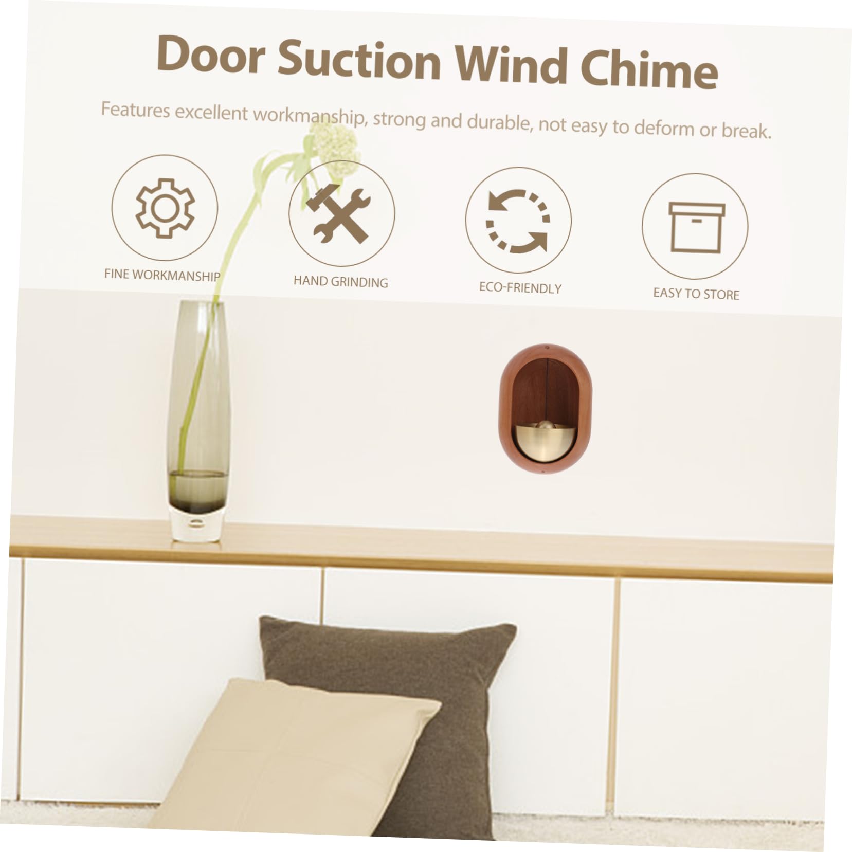 Toyvian 4 Imanes Carillón Sonido Nítido de Viento Decorativo Magnético de Madera, y Aleación de Aluminio, para Puerta de Refrigerador
