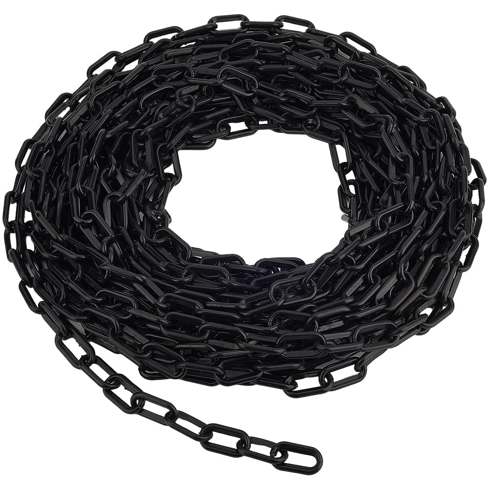 49 Fuß/15 m Kunststoff Absperrkette Schwarze Absperrkette Plastik Wetterfest Sicherheitsglied Kabelketten Zur Kontrolle von Menschenmengen Für Parkplätze Zäune Warteschlangen