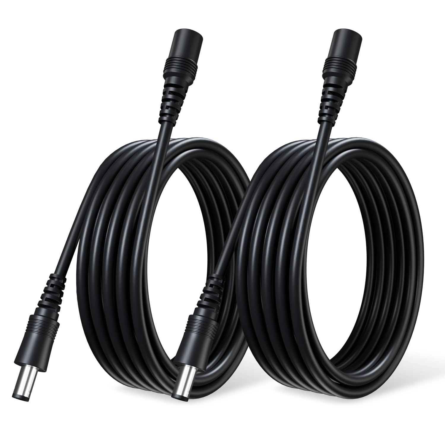 OXZEEWEE Pure Copper DC Extension Cable 2 Pack 6M/20Ft Universal 5.5mm x 2.1mm Female to Male Plug 12V Cord for Security Camera, CCTV IP, Router, LED Strip and More(Black)
