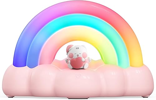 Miniatura 7 de Luz nocturna arcoíris, luz para niños con tres modos y temporizador de 30 minutos, luz LED recargable de neón con control táctil para habitación de