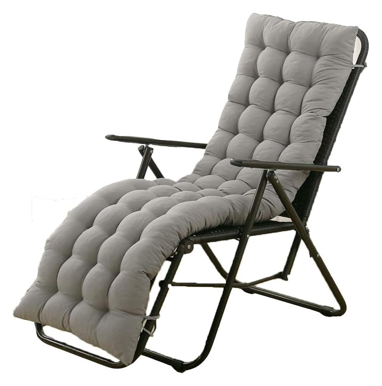 QAUUCP Bench Pad Cushion Sun Lounger Chair Cushions, Patio Chaise Outdoor Mattress Recliner Quilted Thick Padded Seat Cushion Reclining(Grey)