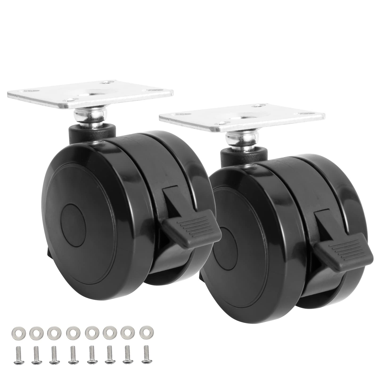 BBQ Future 69828 Locking Caster Set for Weber Spirit 200/300 Series Grills (Model Years 2013-Current), Locking Caster Wheel with Plate and Screws for Weber Grill Replacement Parts, 2 Pack, Black