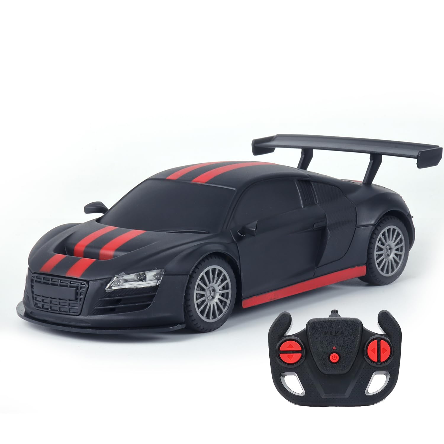 Amazon Brand - Jam & Honey Remote Control Car for Kids | High-Speed RC Car with Rechargeable Lithium Battery | Type-C Charging | LED Headlights | Black&Red
